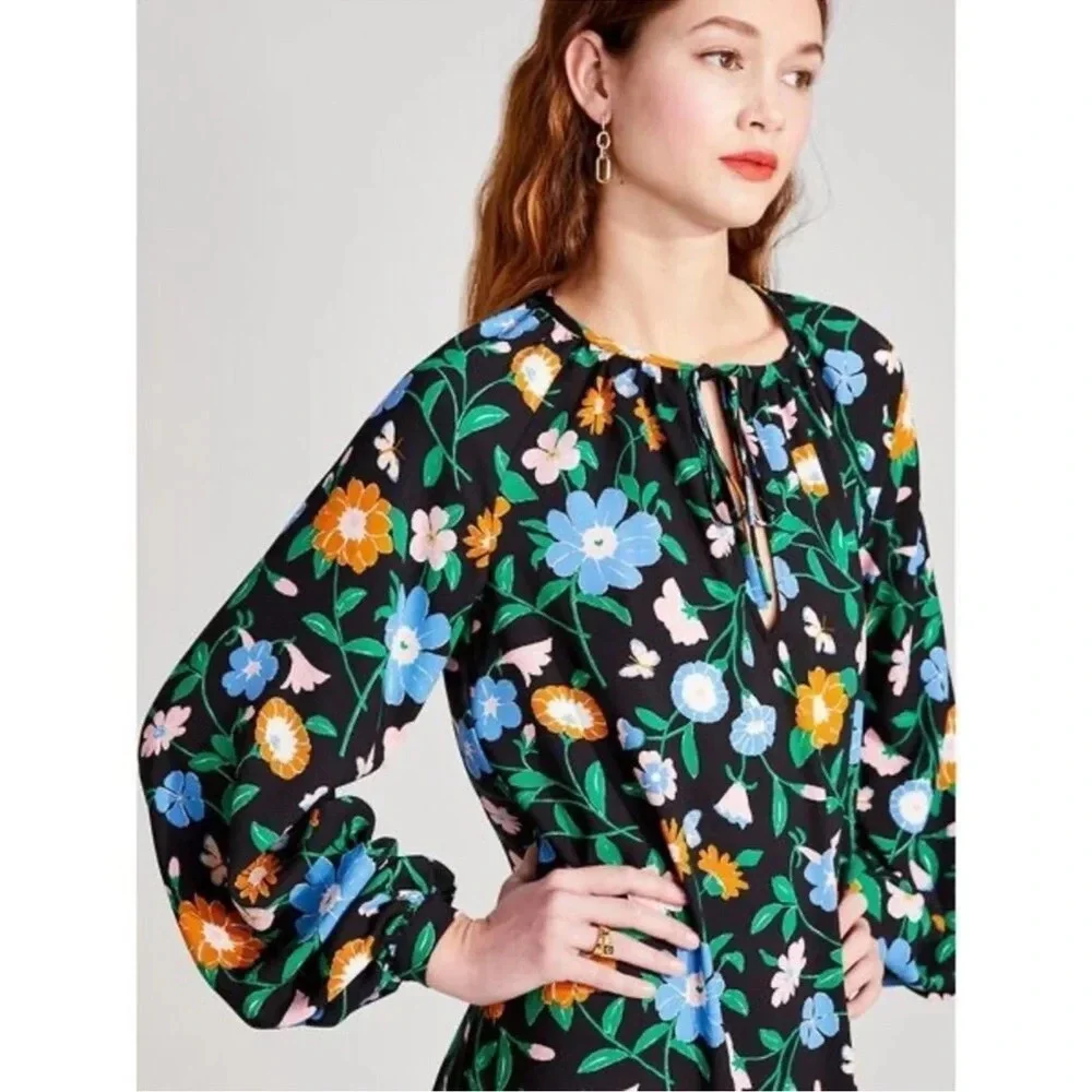 KATE SPADE NEW YORK KATE SPADE Floral
Garden Tulip Dress In Black LARGE - Picture 12 of 13